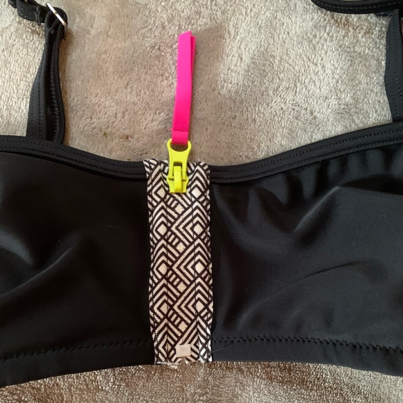 Speedo Zip Front Cropped Swim Top Sz M - Picture 2 of 8